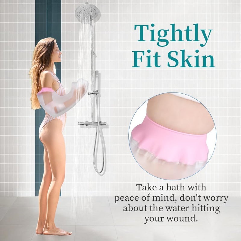 mosago Waterproof Cast Cover for Shower Arm, Soft Comfortable Cast Protector for Shower Arm, Cast Cover Arms Adult, Keep Wounds/Bandage Dry Bath, Broken Hand/Wrist/Finger/Elbow, Reusable Wound Care Supplies（Pink） - Image 4